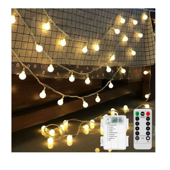 Battery Operated LED String Lights 2-Pack 26FT 60LED 8 Mode Waterproof W/ Remote - Picture 1 of 8